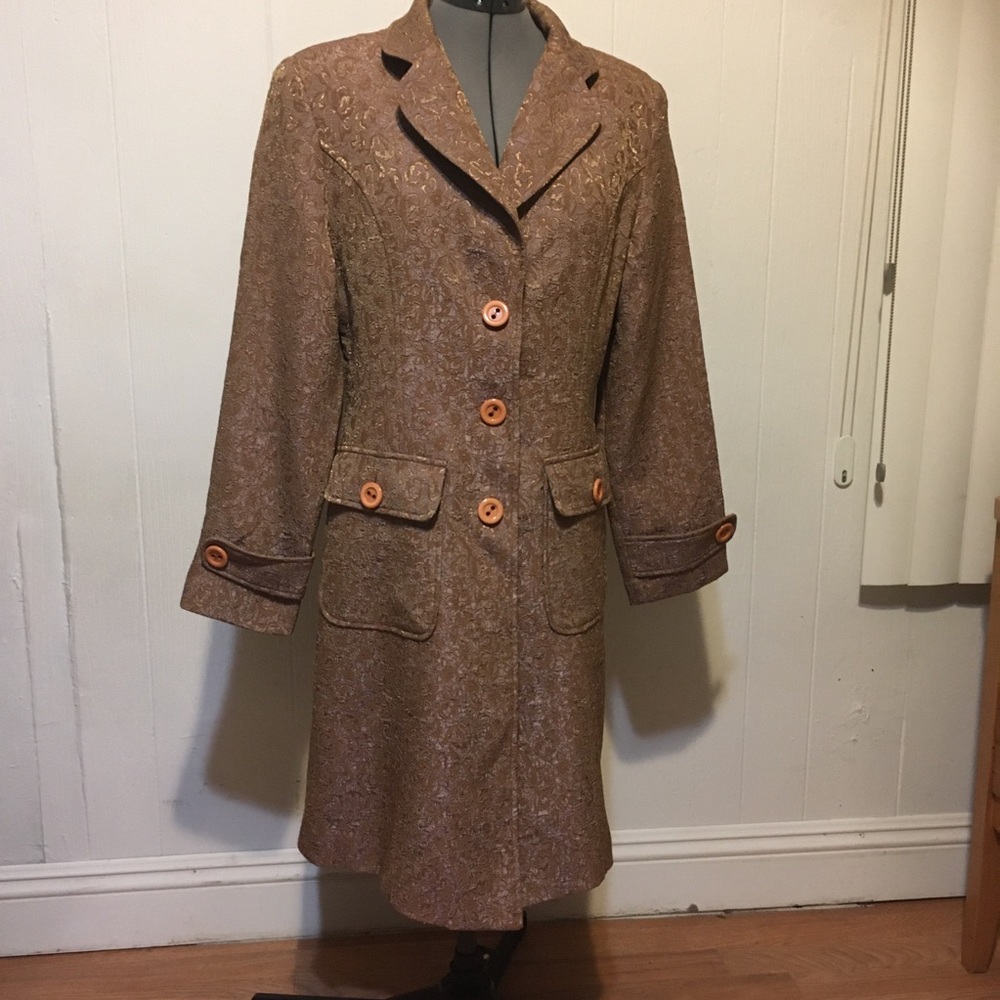 Connies Moonlight Vintage Jacquard Long Coat size 8